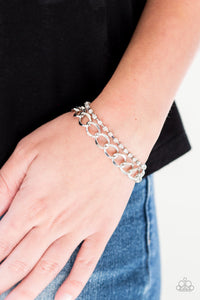 Material Girl- White and Silver Bracelet- Paparazzi Accessories