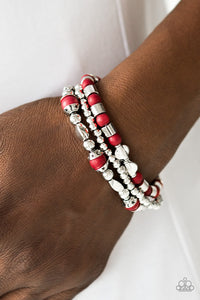Mesa Mason- Red and Silver Bracelets- Paparazzi Accessories