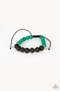 Relaxation- Green and Black Lava Rock Bracelet- Paparazzi Accessories