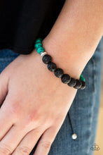 Load image into Gallery viewer, Relaxation- Green and Black Lava Rock Bracelet- Paparazzi Accessories