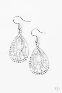 Sparkling Stardom- White and Silver Earrings- Paparazzi Accessories