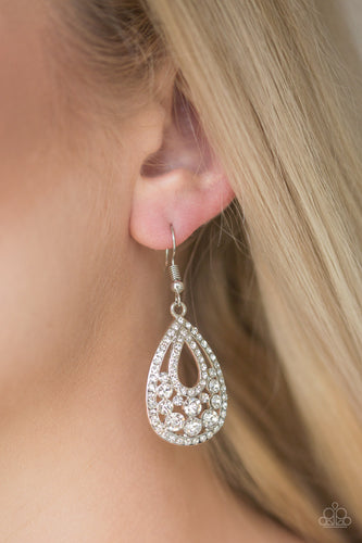 Sparkling Stardom- White and Silver Earrings- Paparazzi Accessories