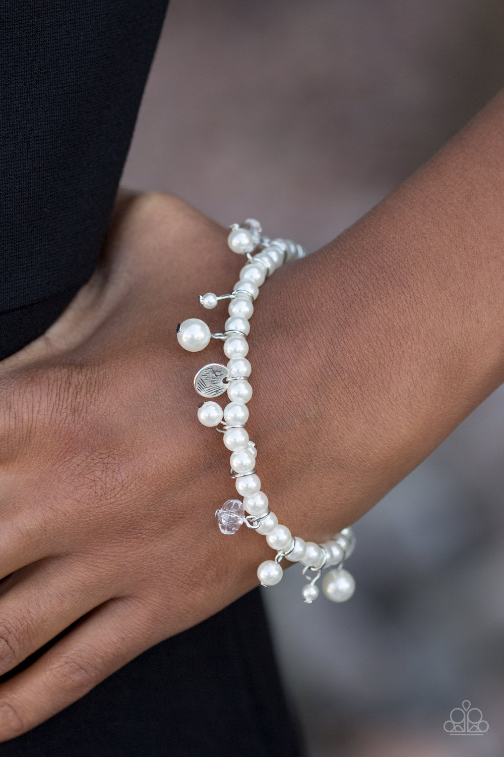Treasure Chest Chic- White and Silver Bracelet- Paparazzi Accessories