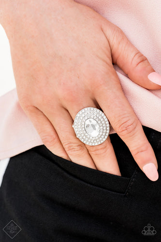 Metro Millionaire- White and Silver Ring- Paparazzi Accessories