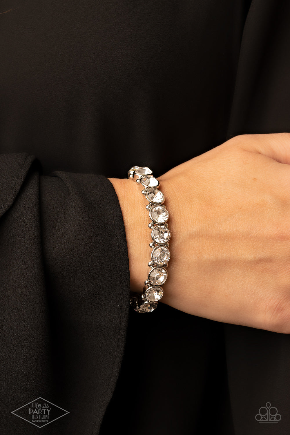 Sugar-Coated Sparkle - White and Silver Bracelet- Paparazzi Accessories