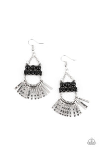 A FLARE For Fierceness- Black and Silver Earrings- Paparazzi Accessories