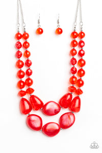 Beach Glam- Red and Silver Necklace- Paparazzi Accessories