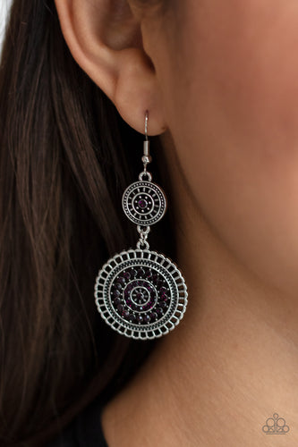 Bohemian Bedazzle- Purple and Silver Earrings- Paparazzi Accessories