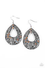 Load image into Gallery viewer, Botanical Butterfly- Orange and Silver Earrings- Paparazzi Accessories