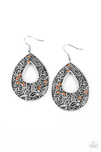 Botanical Butterfly- Orange and Silver Earrings- Paparazzi Accessories