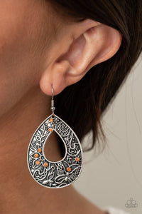 Botanical Butterfly- Orange and Silver Earrings- Paparazzi Accessories