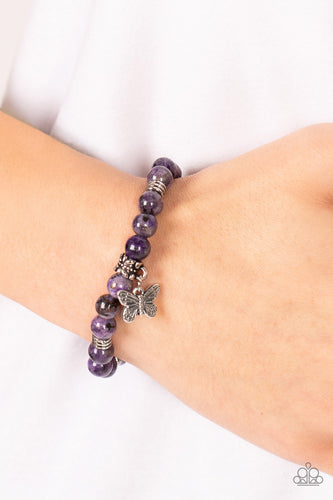 Butterfly Nirvana- Purple and Silver Bracelet- Paparazzi Accessories