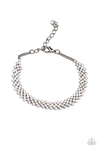 Chicly Candescent- White and Gunmetal Bracelet- Paparazzi Accessories