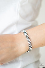 Load image into Gallery viewer, Chicly Candescent- White and Gunmetal Bracelet- Paparazzi Accessories