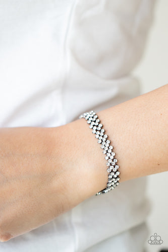 Chicly Candescent- White and Gunmetal Bracelet- Paparazzi Accessories