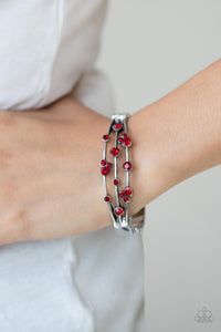 Cosmic Candescence- Red and Silver Bracelet- Paparazzi Accessories