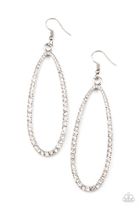 Dazzling Decorum- White and Silver Earrings- Paparazzi Accessories