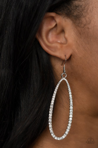 Dazzling Decorum- White and Silver Earrings- Paparazzi Accessories