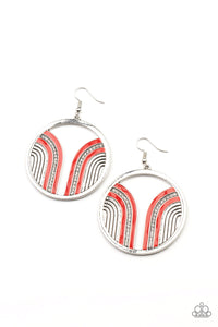 Delightfully Deco- Red and Silver Earrings- Paparazzi Accessories