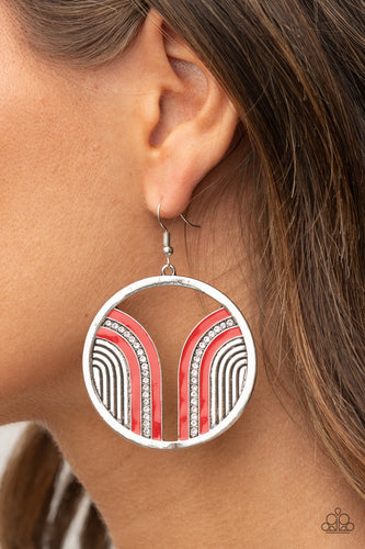 Delightfully Deco- Red and Silver Earrings- Paparazzi Accessories