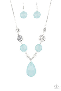 DEW What You Wanna DEW- Blue and Silver Necklace- Paparazzi Accessories