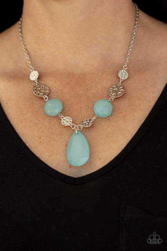 DEW What You Wanna DEW- Blue and Silver Necklace- Paparazzi Accessories