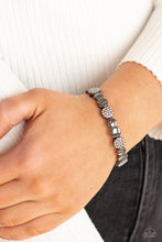 Load image into Gallery viewer, Dimensional Dazzle- White and Gunmetal Bracelet- Paparazzi Accessories