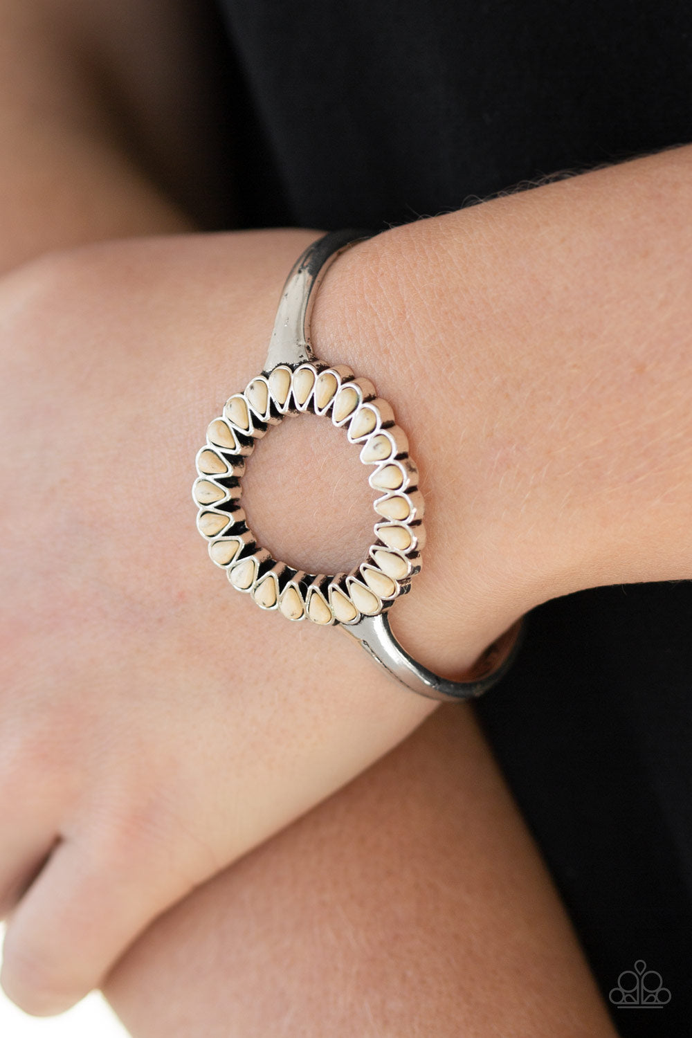 Divinely Desert- White and Silver Bracelet- Paparazzi Accessories