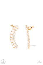 Load image into Gallery viewer, Doubled Down On Dazzle- White and Gold Earrings- Paparazzi Accessories