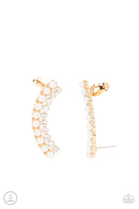 Doubled Down On Dazzle- White and Gold Earrings- Paparazzi Accessories
