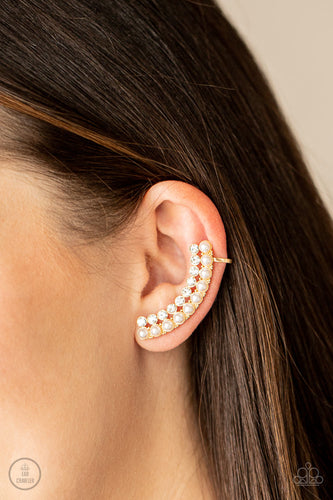 Doubled Down On Dazzle- White and Gold Earrings- Paparazzi Accessories