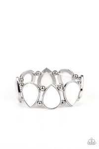 Flamboyant Tease- White and Silver Bracelet- Paparazzi Accessories