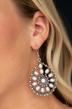 Load image into Gallery viewer, Free To Roam- White and Silver Earrings- Paparazzi Accessories