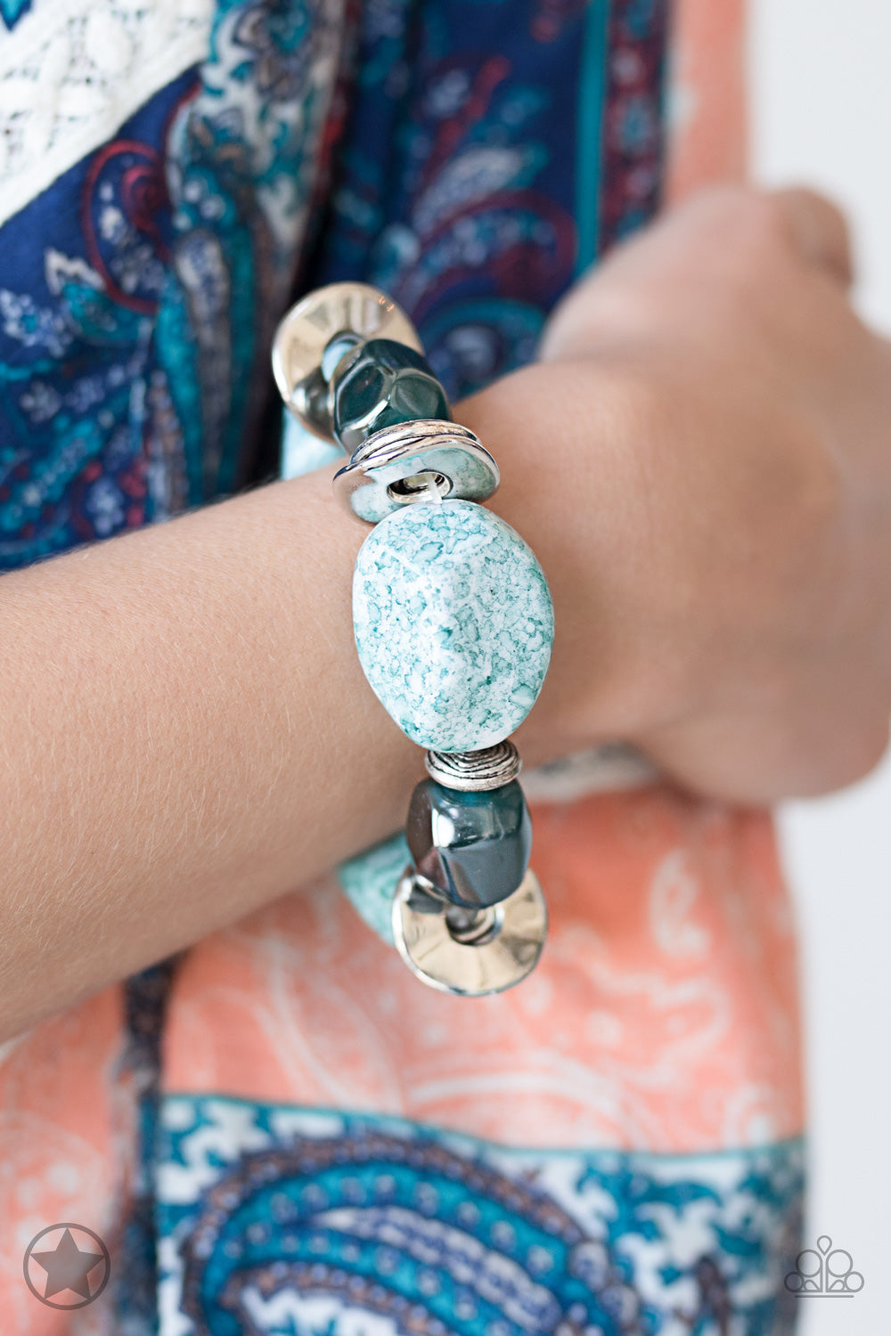 Glaze Of Glory- Blue and Silver Bracelet- Paparazzi Accessories