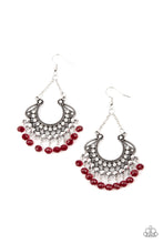 Load image into Gallery viewer, GLOW Down In Flames- Red and Silver Earrings- Paparazzi Accessories