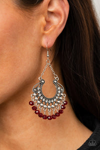 GLOW Down In Flames- Red and Silver Earrings- Paparazzi Accessories