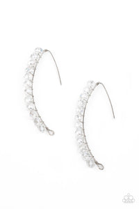GLOW Hanging Fruit- White and Silver Earrings- Paparazzi Accessories