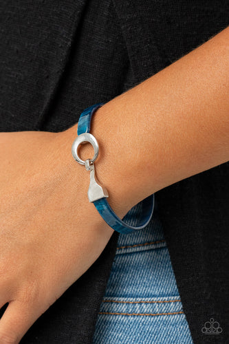 HAUTE Button Topic- Blue and Silver Bracelet- Paparazzi Accessories