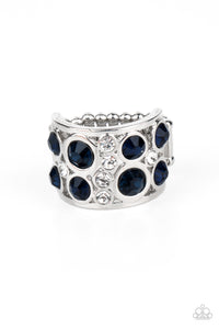 High Roller Royale- Blue and Silver Ring- Paparazzi Accessories