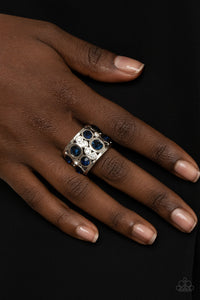 High Roller Royale- Blue and Silver Ring- Paparazzi Accessories