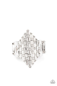 Hive Hustle- White and Silver Ring- Paparazzi Accessories
