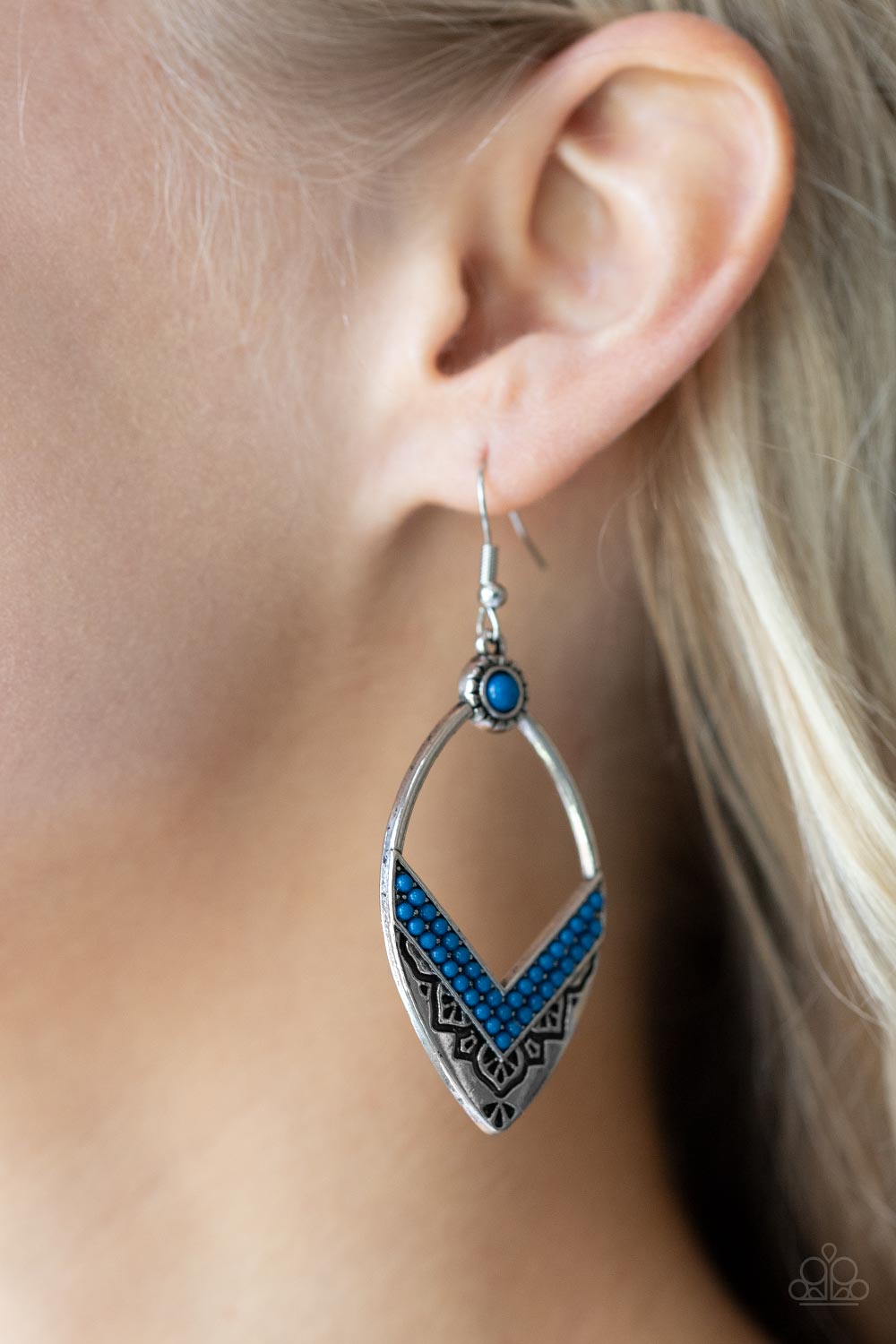 Indigenous Intentions- Blue and Silver Earrings- Paparazzi Accessories