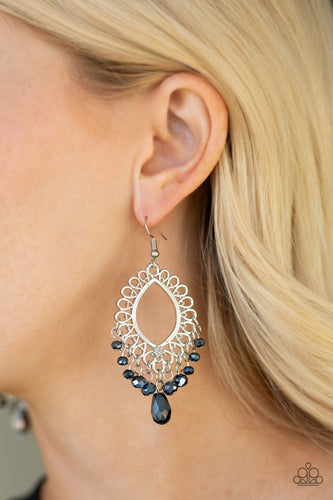 Just Say NOIR- Blue and Silver Earrings- Paparazzi Accessories