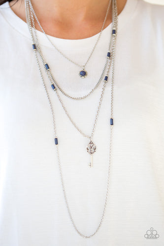 Key Keynote- Blue and Silver Necklace- Paparazzi Accessories