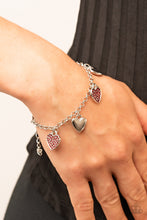 Load image into Gallery viewer, Lusty Lockets- Red and Silver Bracelet- Paparazzi Accessories