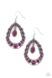 Malibu Mardi Gras- Purple and Silver Earrings- Paparazzi Accessories