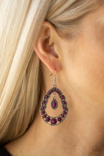 Malibu Mardi Gras- Purple and Silver Earrings- Paparazzi Accessories