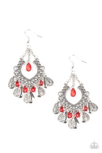 Load image into Gallery viewer, Musical Gardens- Red and Silver Earrings- Paparazzi Accessories