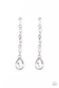 Must Love Diamonds- White and Silver Earrings- Paparazzi Accessories
