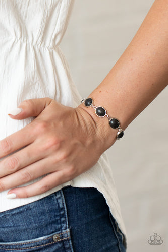 Nice Stonework- Black and Silver Bracelet- Paparazzi Accessories